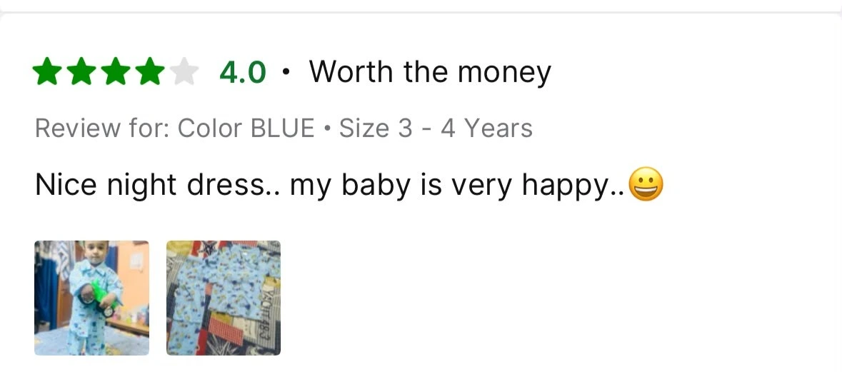 Customer review — nice night dress, worth the money