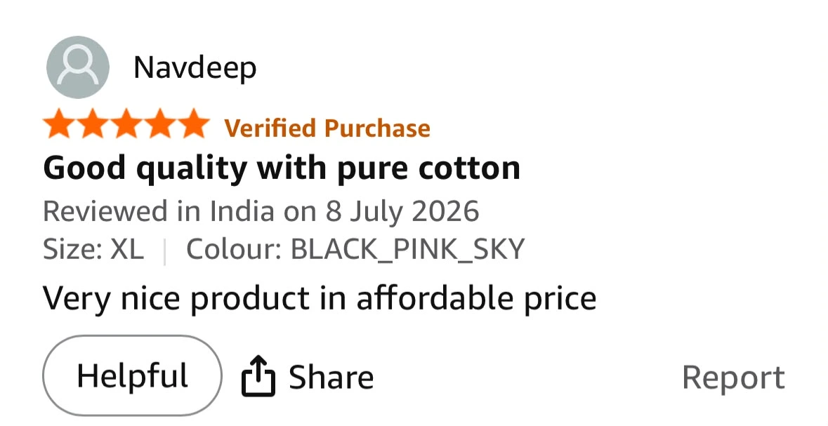 Customer review — good quality with pure cotton