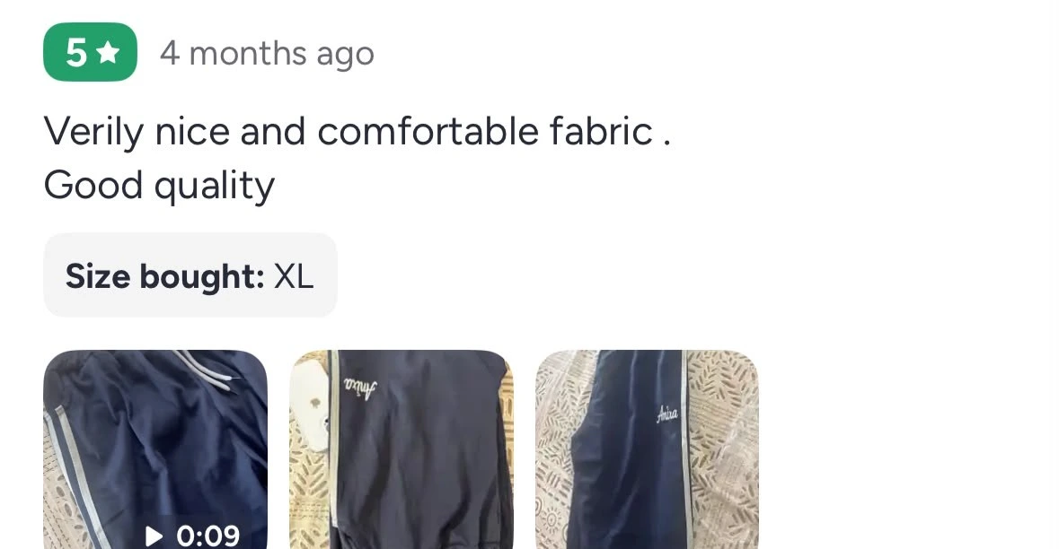 Customer review — very nice and comfortable fabric