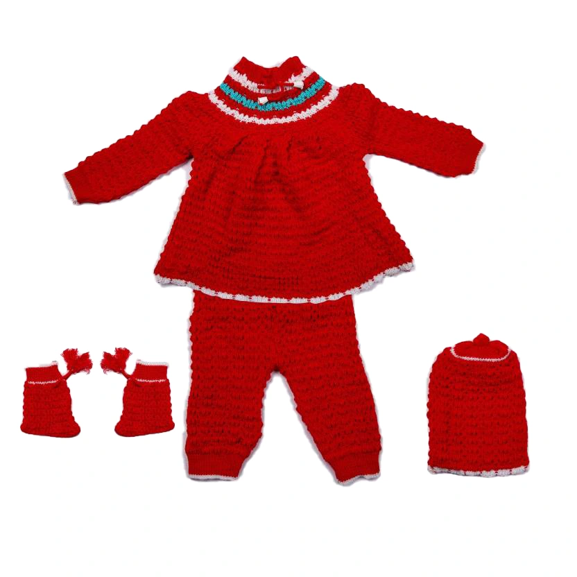 Anixa Kids 4 Piece Woolen Sweater Set red