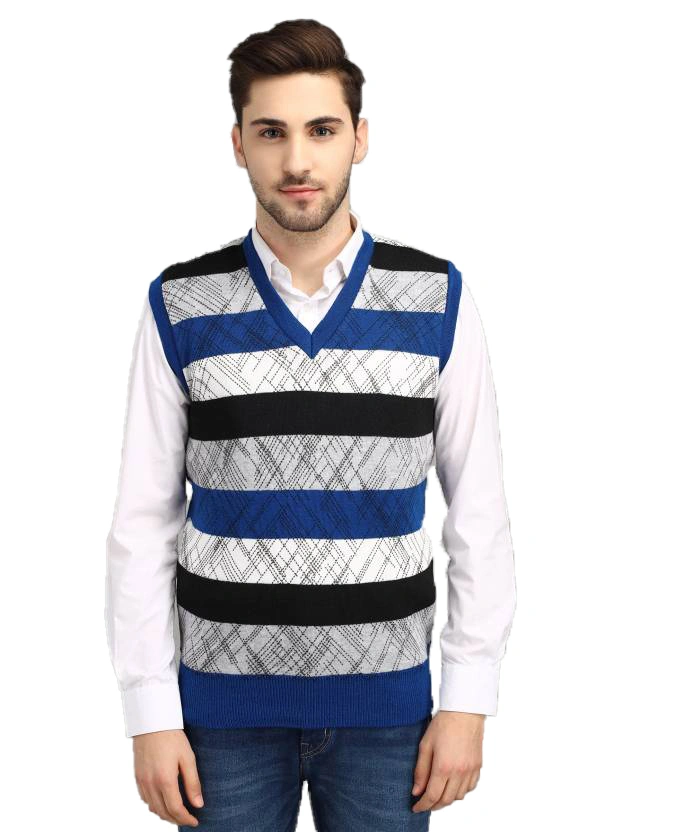 Anixa Men's Patterned Knitted Half Sweater royal blue -0