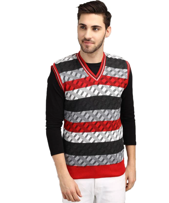 Anixa Men's Patterned Knitted Half Sweater royal red -0