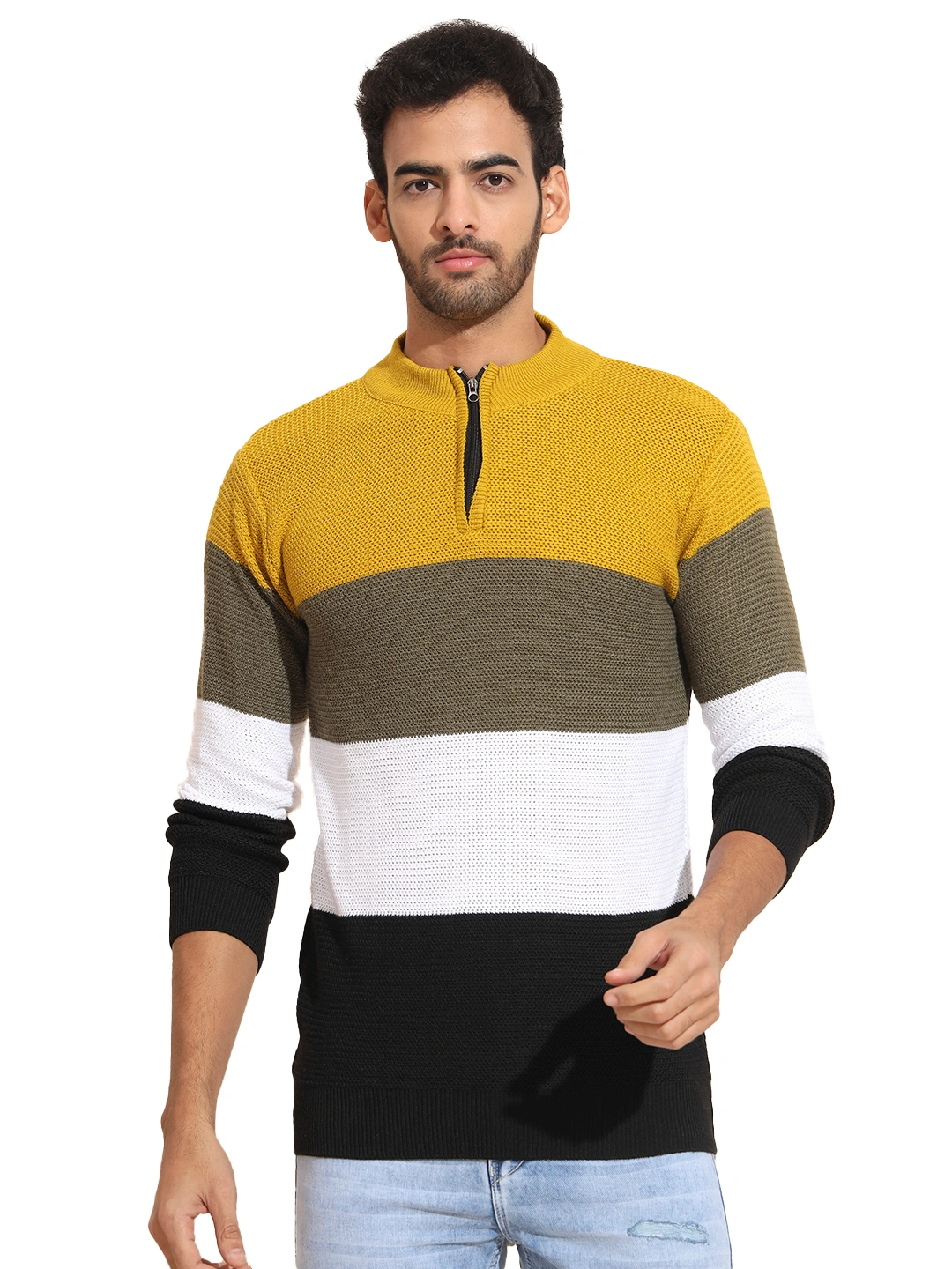 Anixa Men's Half Zip Sweater mustard -0