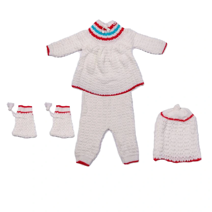 Anixa Kids 4 Piece Woolen Sweater Set white