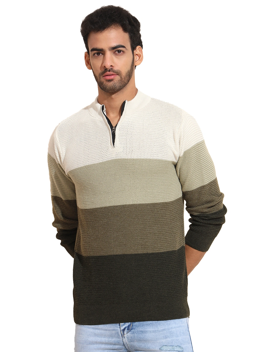 Anixa Men's Half Zip Sweater white -0