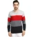 Anixa Men's V-Neck Striped Knitted Sweater red -0