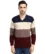 Anixa Men's V-Neck Striped Knitted Sweater brown -0