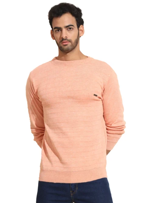 Anixa Men's Plain Full Sleeve Sweatshirt peach -1