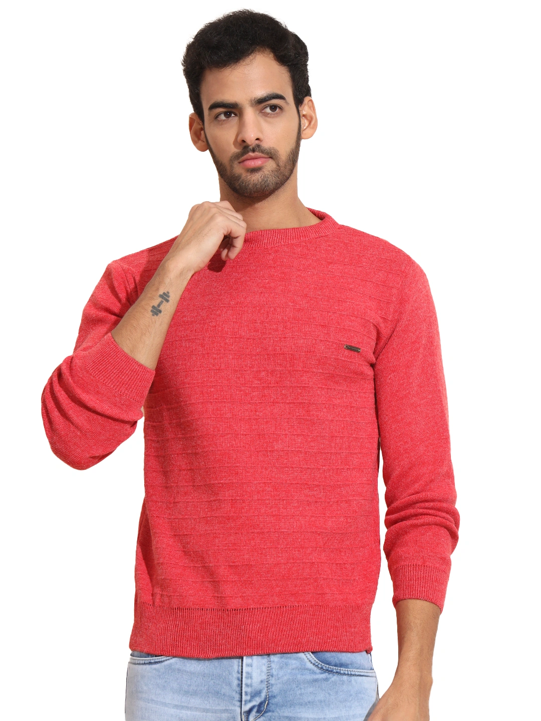 Anixa Men's Plain Full Sleeve Sweatshirt red -1