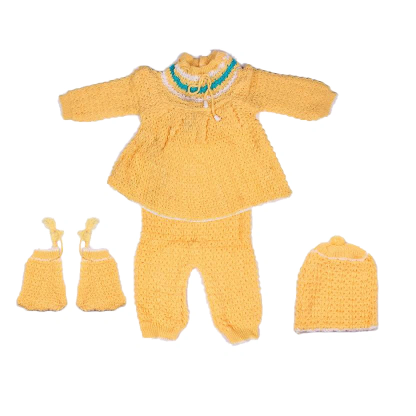 Anixa Kids 4 Piece Woolen Sweater Set yellow