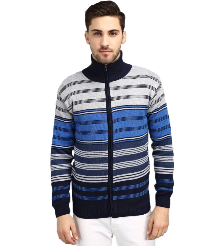 Anixa Men's Striped Full Zip Sweater blue - 0