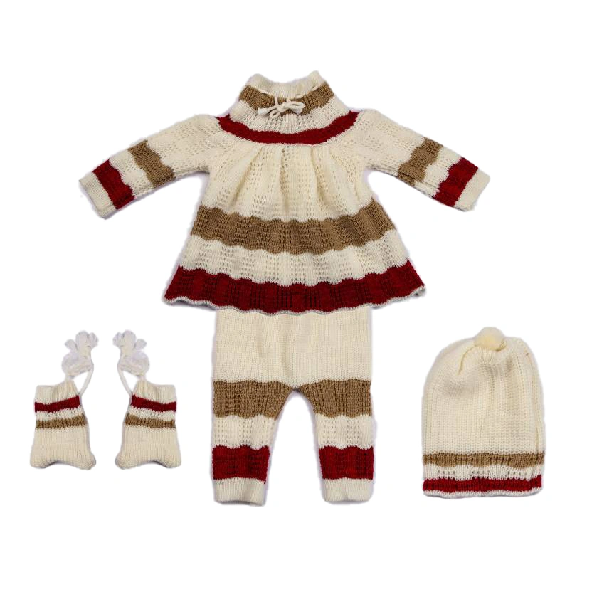 Anixa Kids 4 Piece Woolen Sweater Set cream