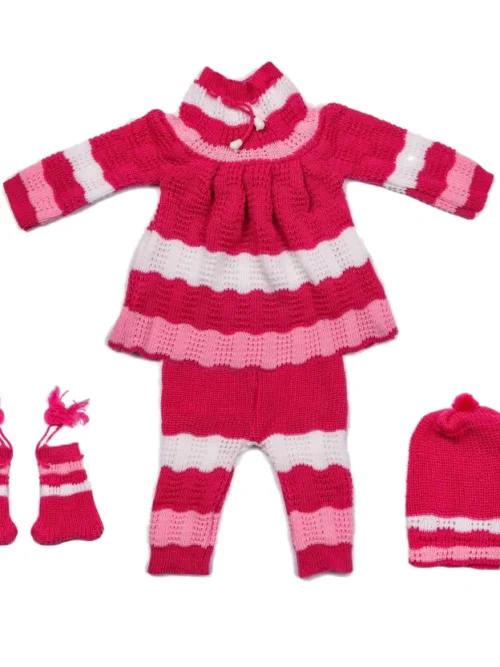 Anixa Kids 4 Piece Woolen Sweater Set Pink