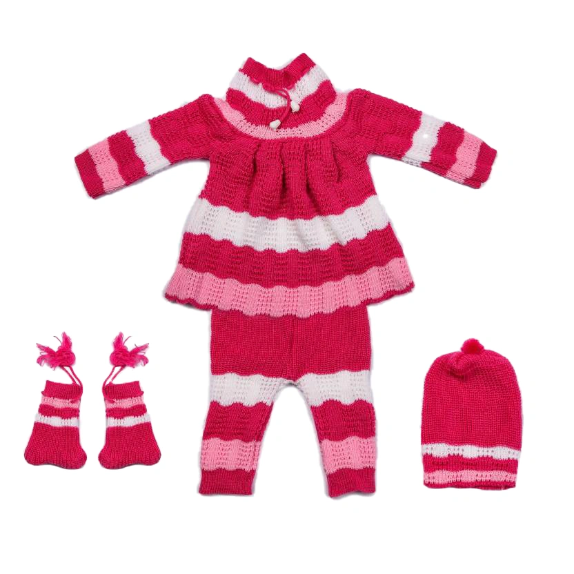 Anixa Kids 4 Piece Woolen Sweater Set Pink