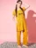 Anixa Women's Printed Cotton Nightsuit mustard 5