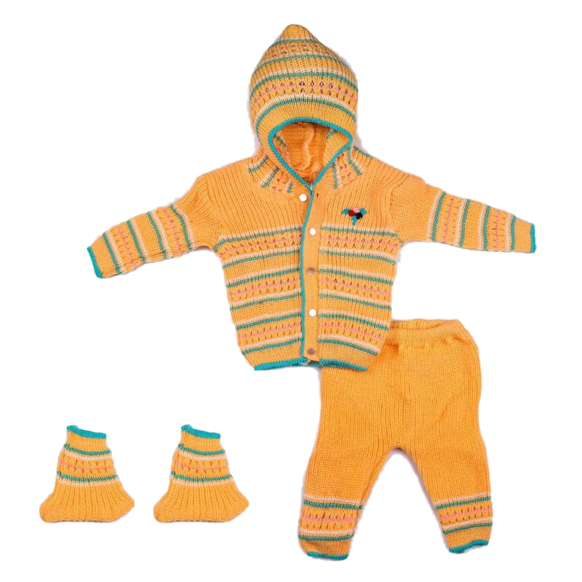 Anixa Kids 3 Piece Woolen Sweater Set Dark Orange 1
