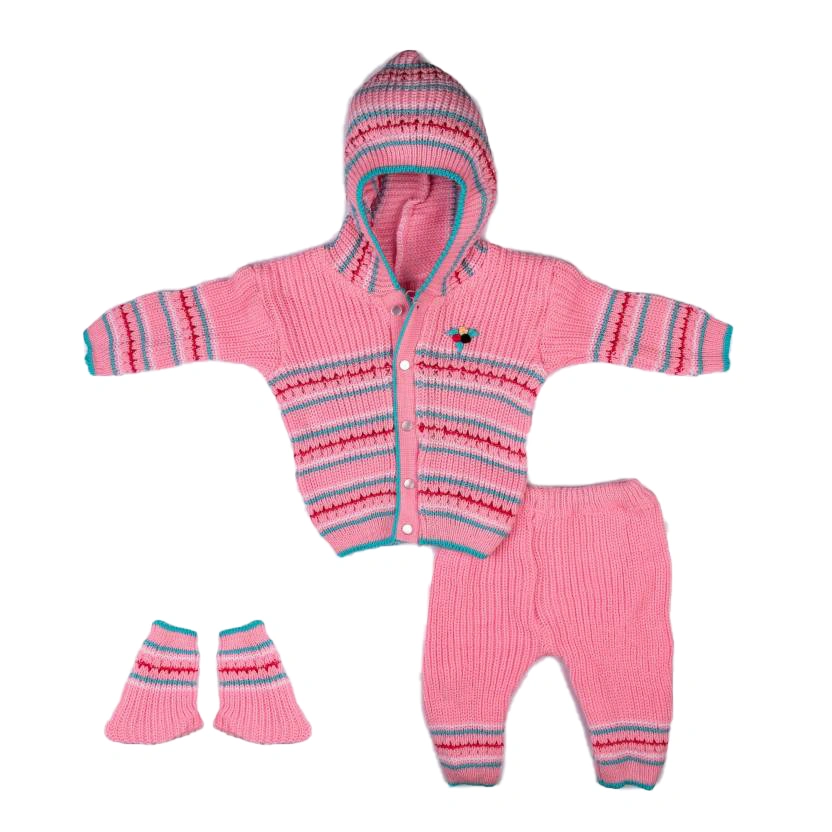 Anixa Kids 3 Piece Woolen Sweater Set pink 1