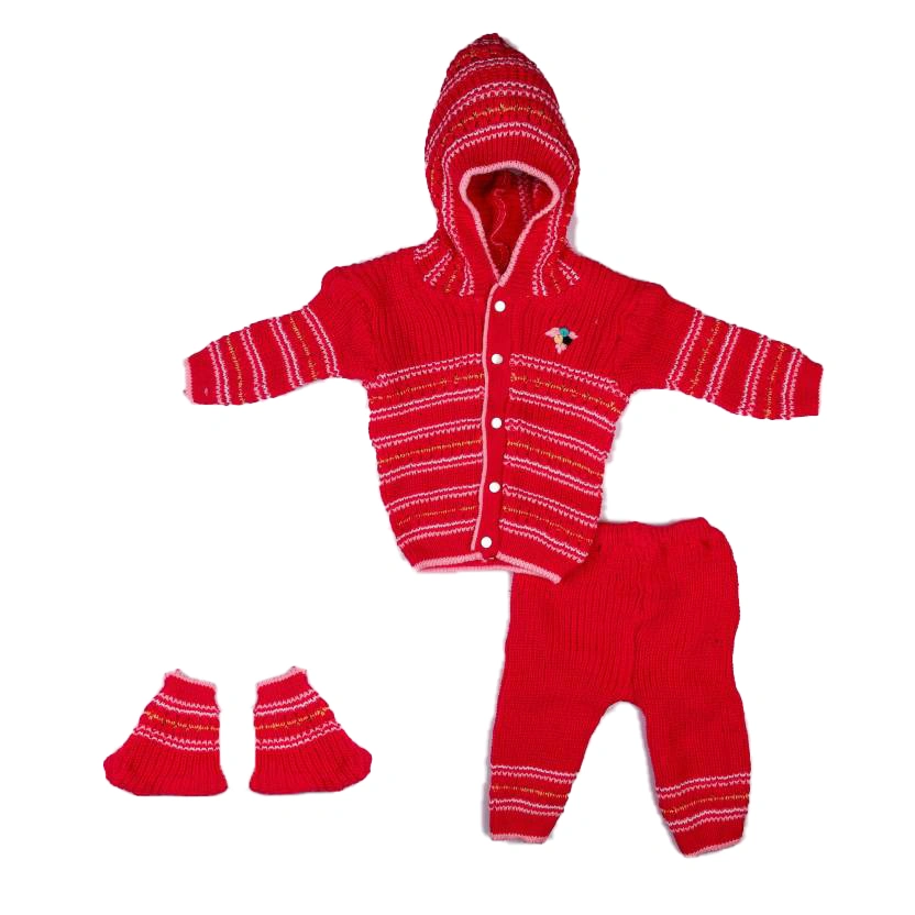 Anixa Kids 3 Piece Woolen Sweater Set red 1