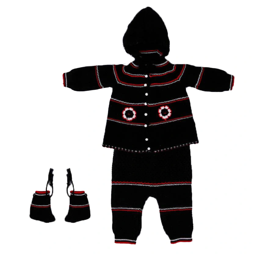 Anixa Kids 3 Piece Woolen Sweater Set black 1