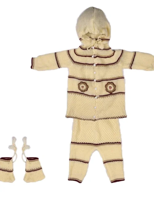 Anixa Kids 3 Piece Woolen Sweater Set cream 1