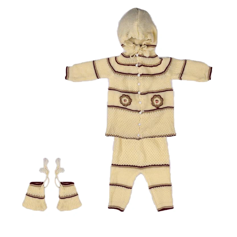 Anixa Kids 3 Piece Woolen Sweater Set cream 1