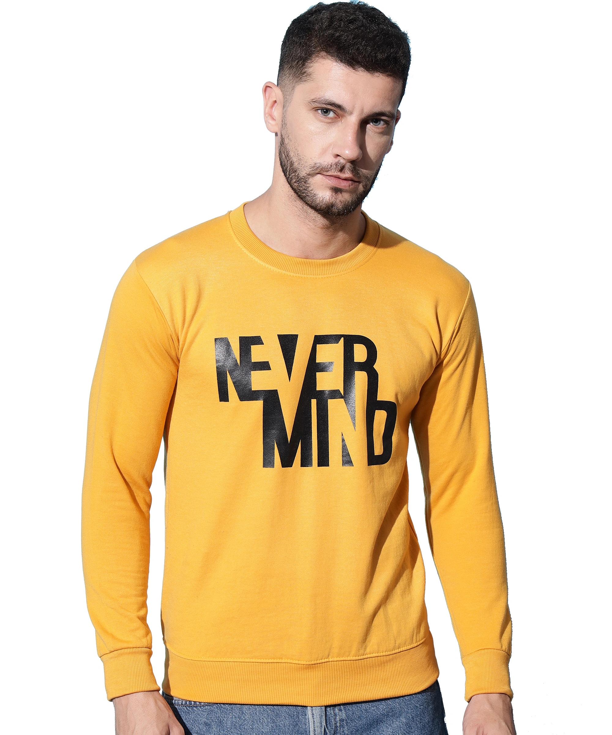 Anixa Men's Nevermind Printed Sweatshirt yellow -1