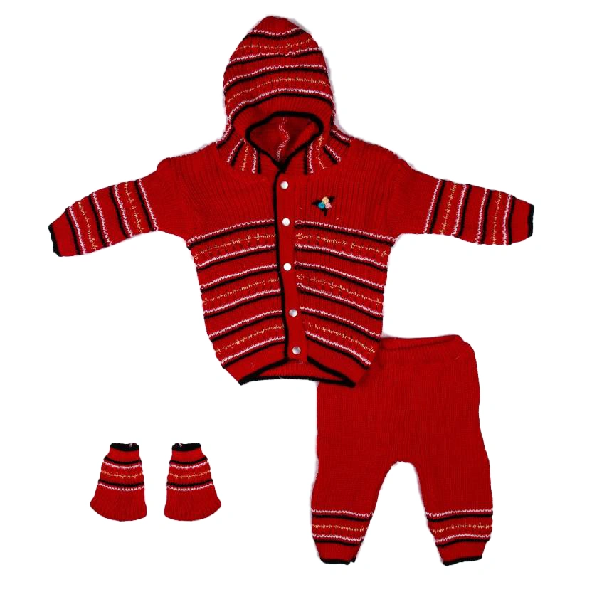 Anixa Kids 3 Piece Woolen Sweater Set maroon 1