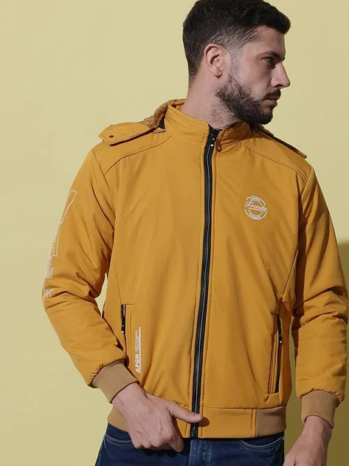 Anixa Men's Trendy Full Zip Jacket mustard -1