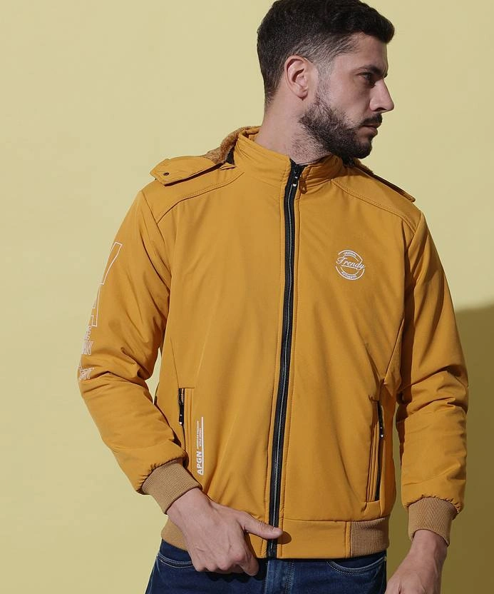Anixa Men's Trendy Full Zip Jacket mustard -1