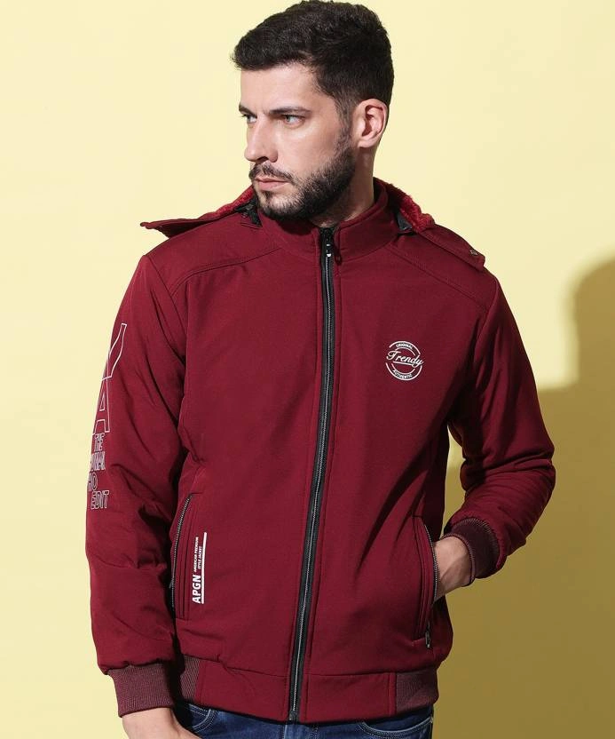 Anixa Men's Trendy Full Zip Jacket maroon -1