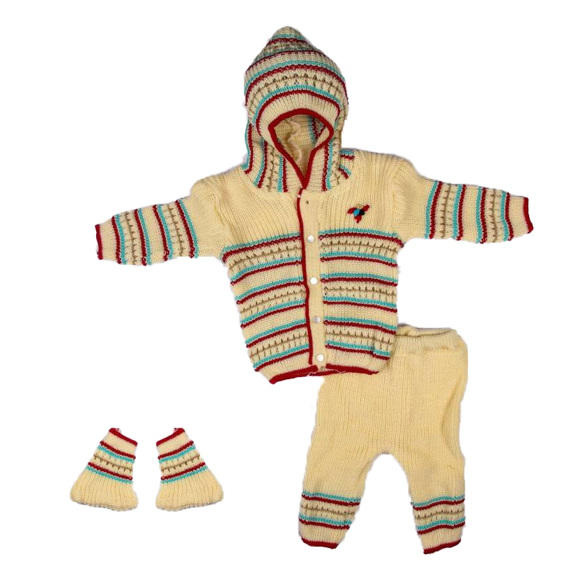 Anixa Kids 3 Piece Woolen Sweater Set dark cream 1