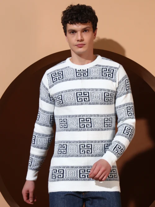 Anixa Men's Box Pattern Knitted Sweater darkgrey - 1