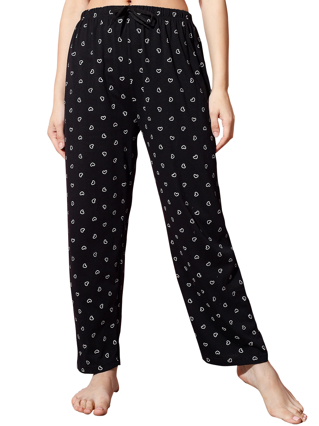Anixa Women's Heart Cotton Pyjama Black 1