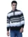 Anixa Men's Striped Button Neck Knitted Sweater Black -2