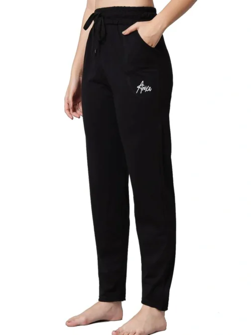 Anixa Women's Plain Cotton Pyjama Black-4