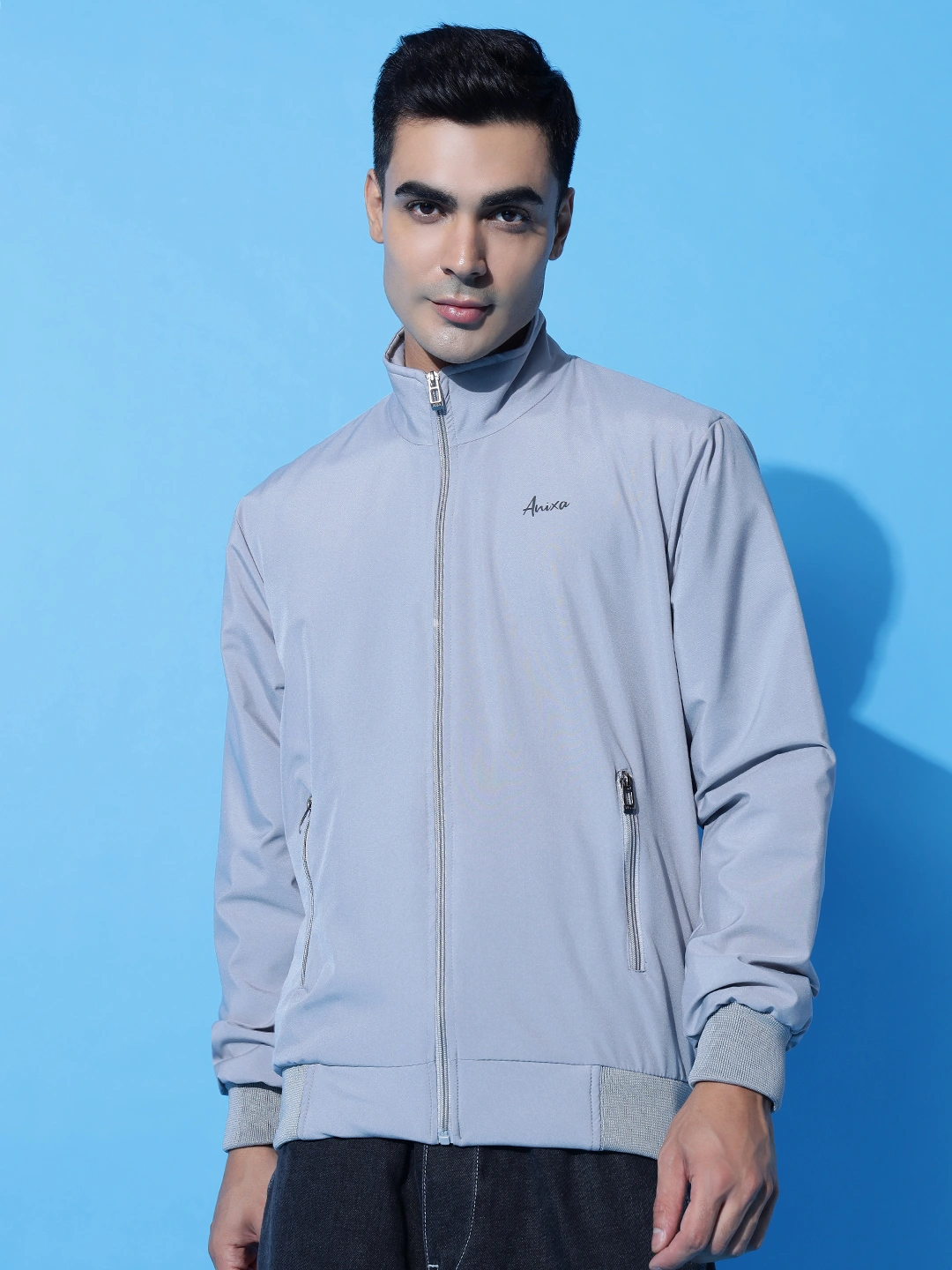 Anixa Men's Plain Windcheater Jacket grey 3