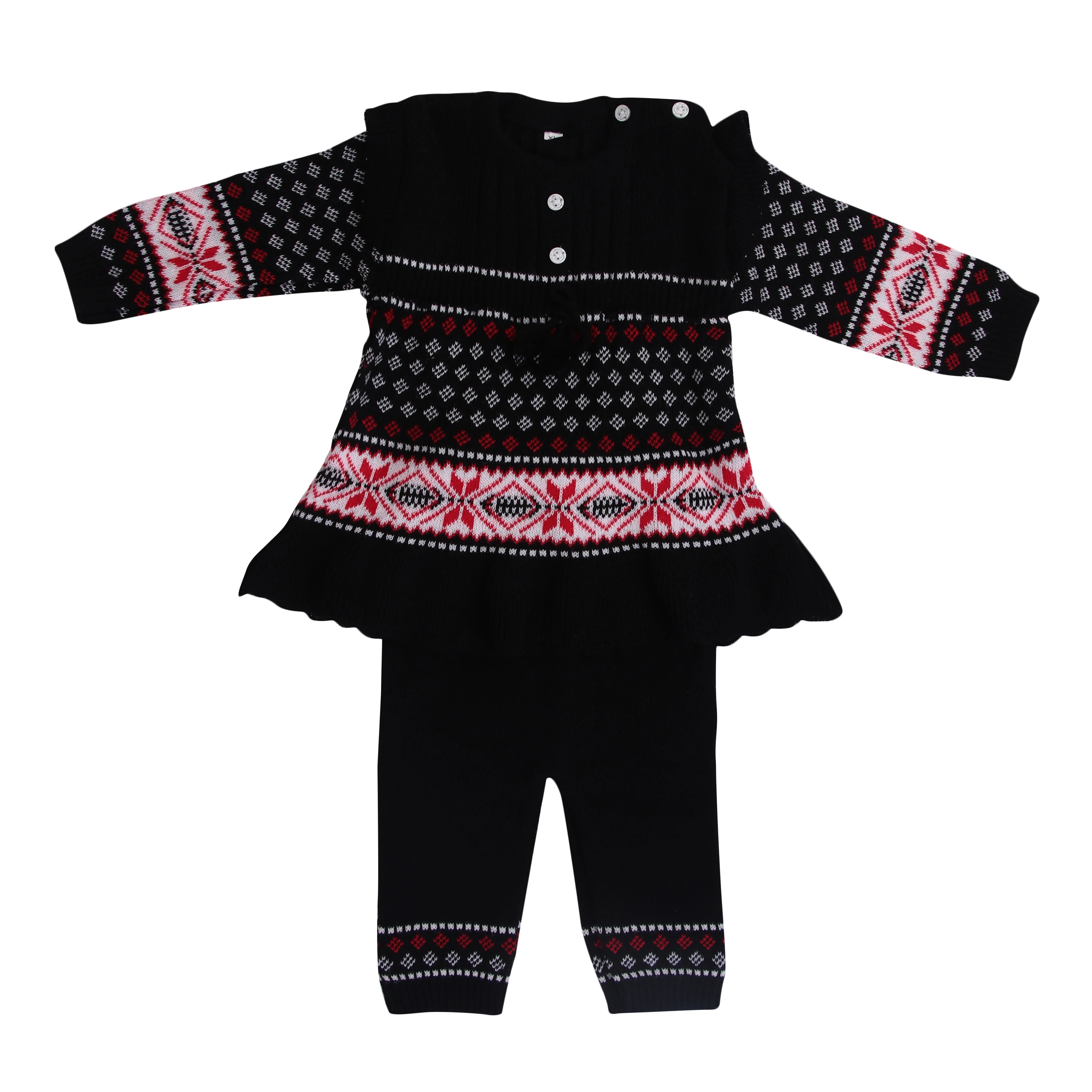 Anixa Girls 2 Piece Woolen Sweater Set Black 1