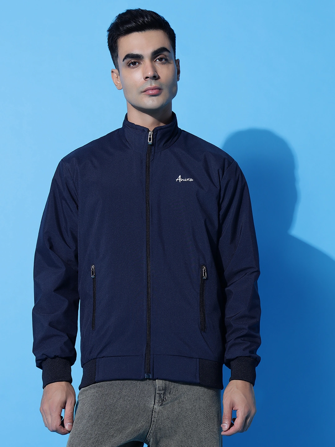 Anixa Men's Plain Windcheater Jacket navy 3