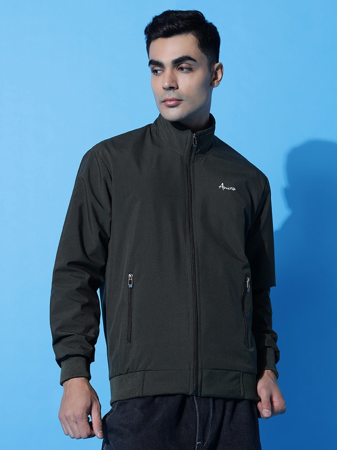 Anixa Men's Plain Windcheater Jacket olive 3