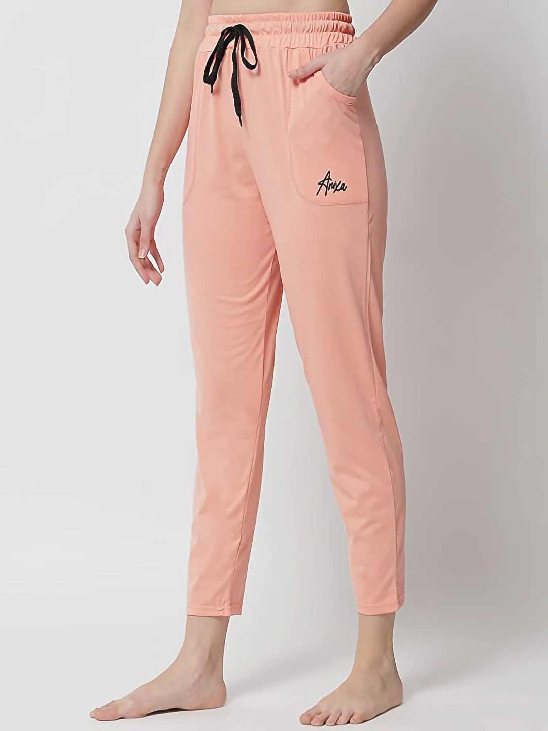 Anixa Women's Plain Cotton Pyjama PEACH-3