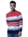 Anixa Men's Striped Button Neck Knitted Sweater red -2