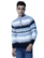 Anixa Men's Striped Button Neck Knitted Sweater Sky-2