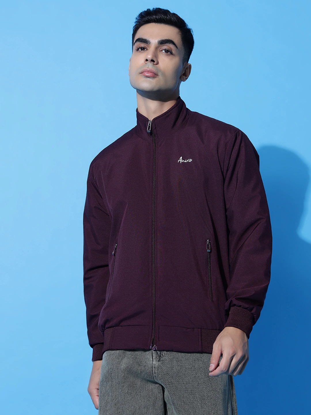 Anixa Men's Plain Windcheater Jacket wine 4