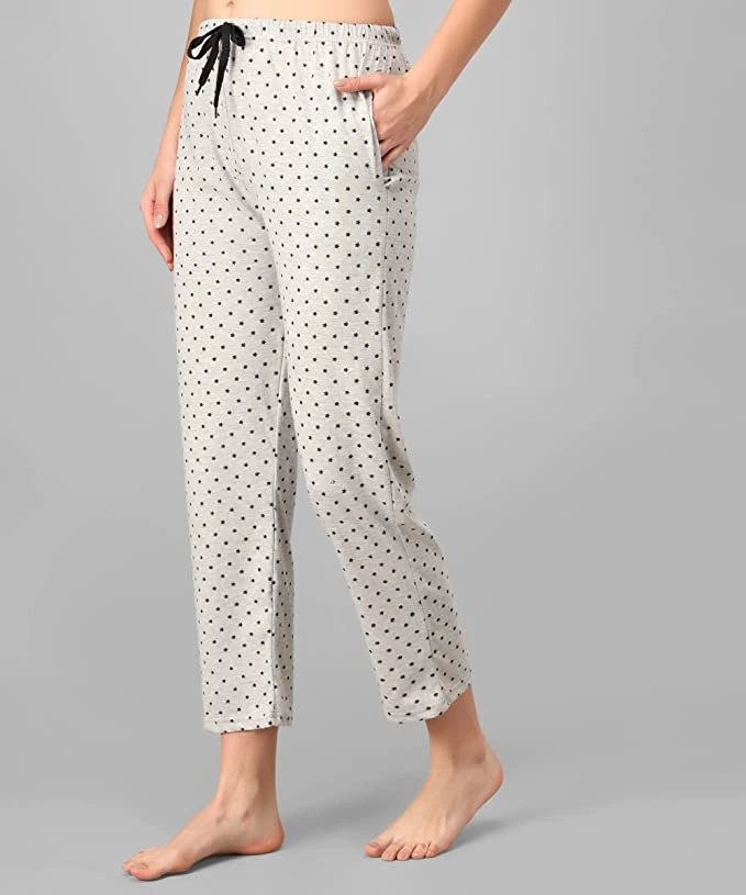 Anixa Women's Star Printed Cotton Pyjama Grey 3
