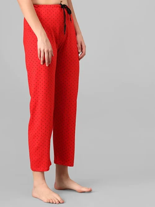 Anixa Women's Star Printed Cotton Pyjama Red 3