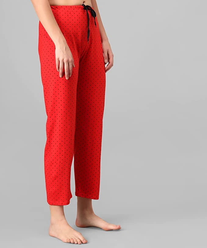 Anixa Women's Star Printed Cotton Pyjama Red 3