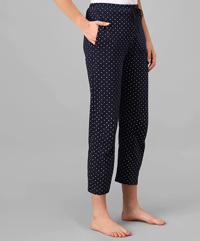 Anixa Women's Star Printed Cotton Pyjama Navy 3