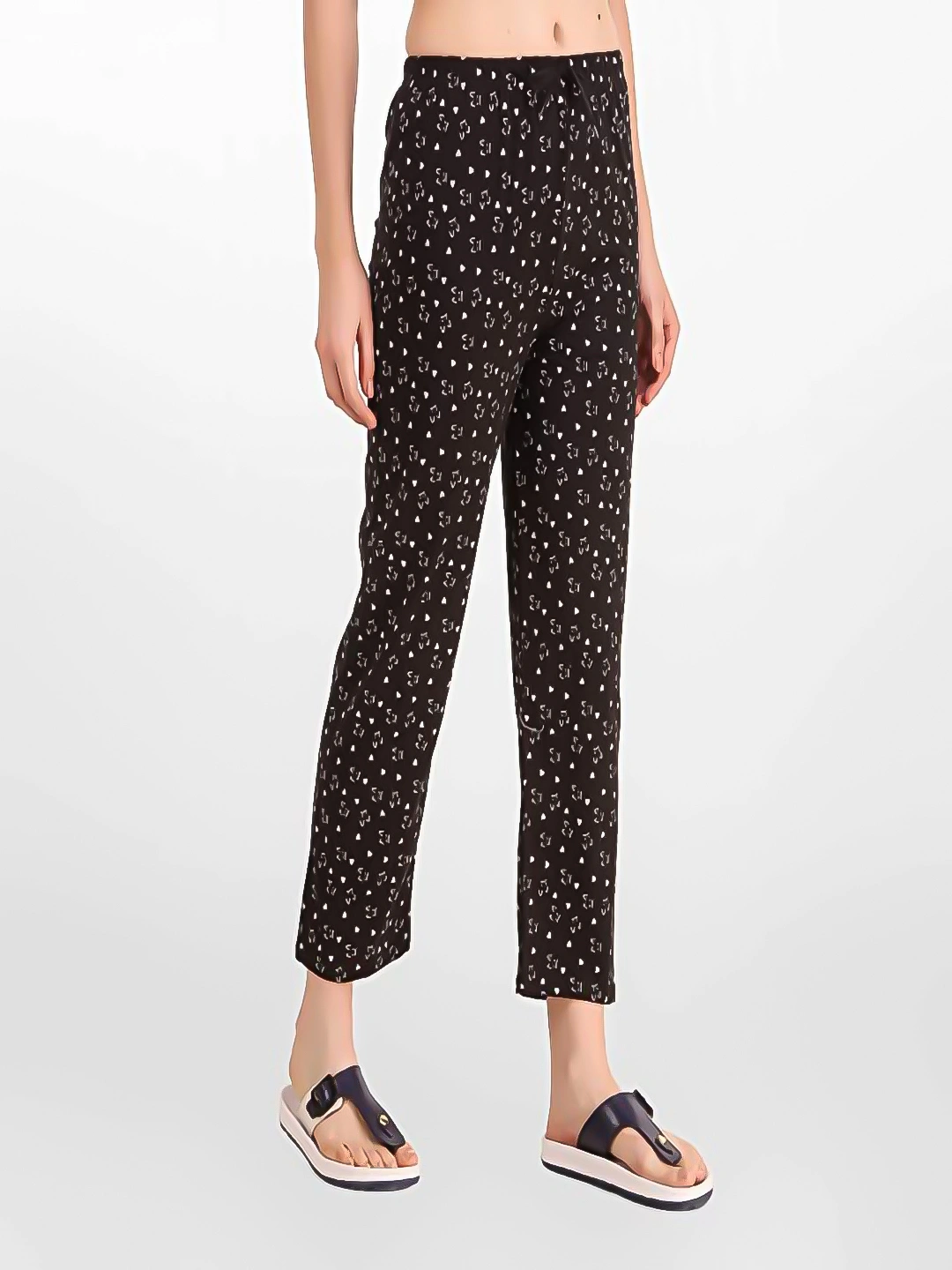 Anixa Women's Printed Cotton Pyjama Black 5