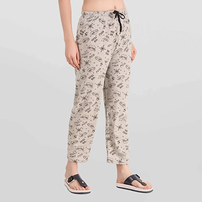 Anixa Women's Printed Cotton Pyjama Grey 3