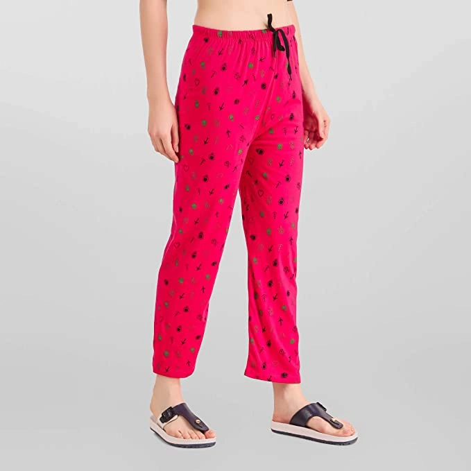 Anixa Women's Printed Cotton Pyjama Pink 5